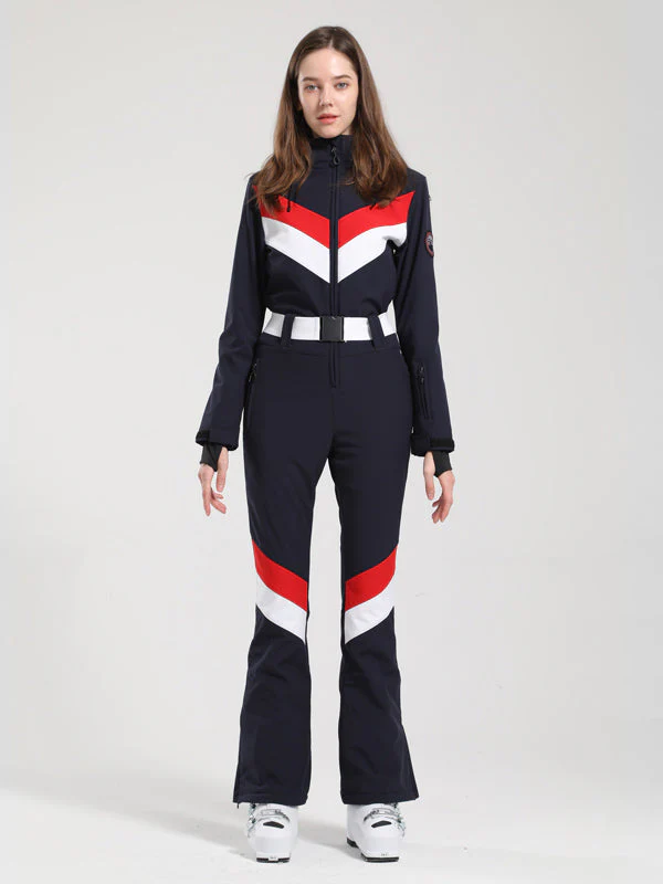 Women's Gsou Snow Retro V Striped Flare Ski Suit - Image 13