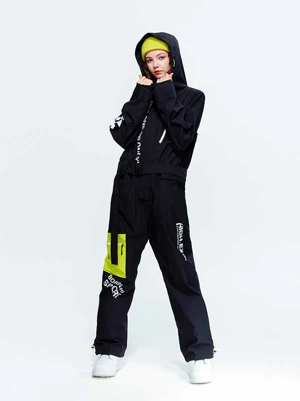 Women's High Experience Checkerboard Sleeve Urban Style One Piece Snowboard Suits - Image 12