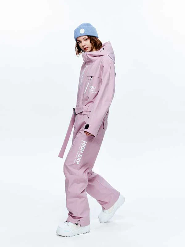 Women's High Experience Checkerboard Sleeve Urban Style One Piece Snowboard Suits - Image 5