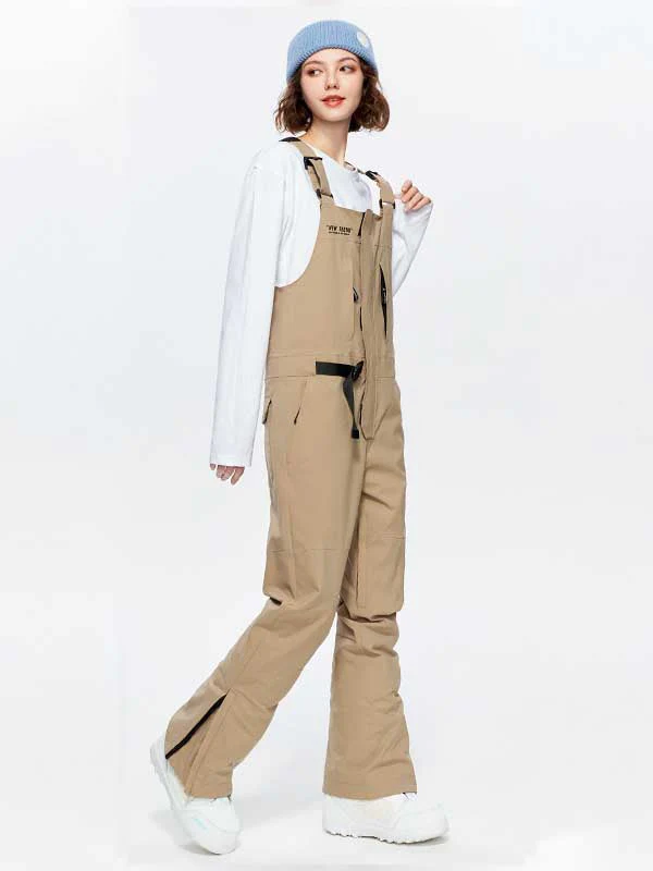 Women's High Experience Color Block Waist Belt Snowboard Pants Ski Bibs - Image 10