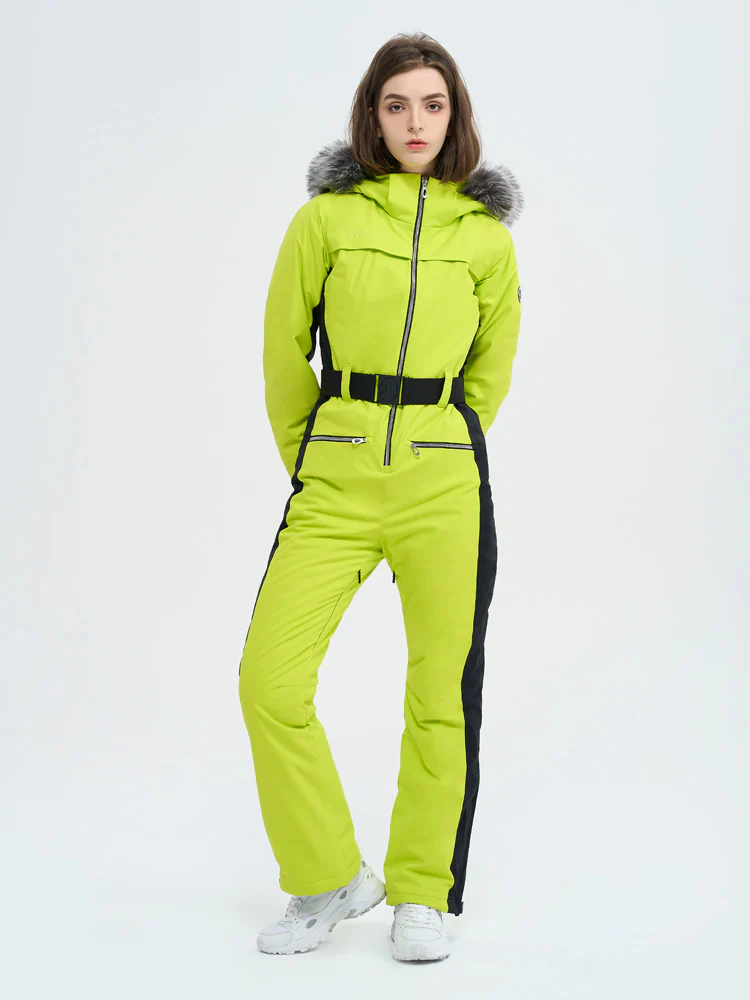 Women's High Experience Mountain Chic Faux-Fur Trim Flare Onesie Ski Jumpsuit - Image 11