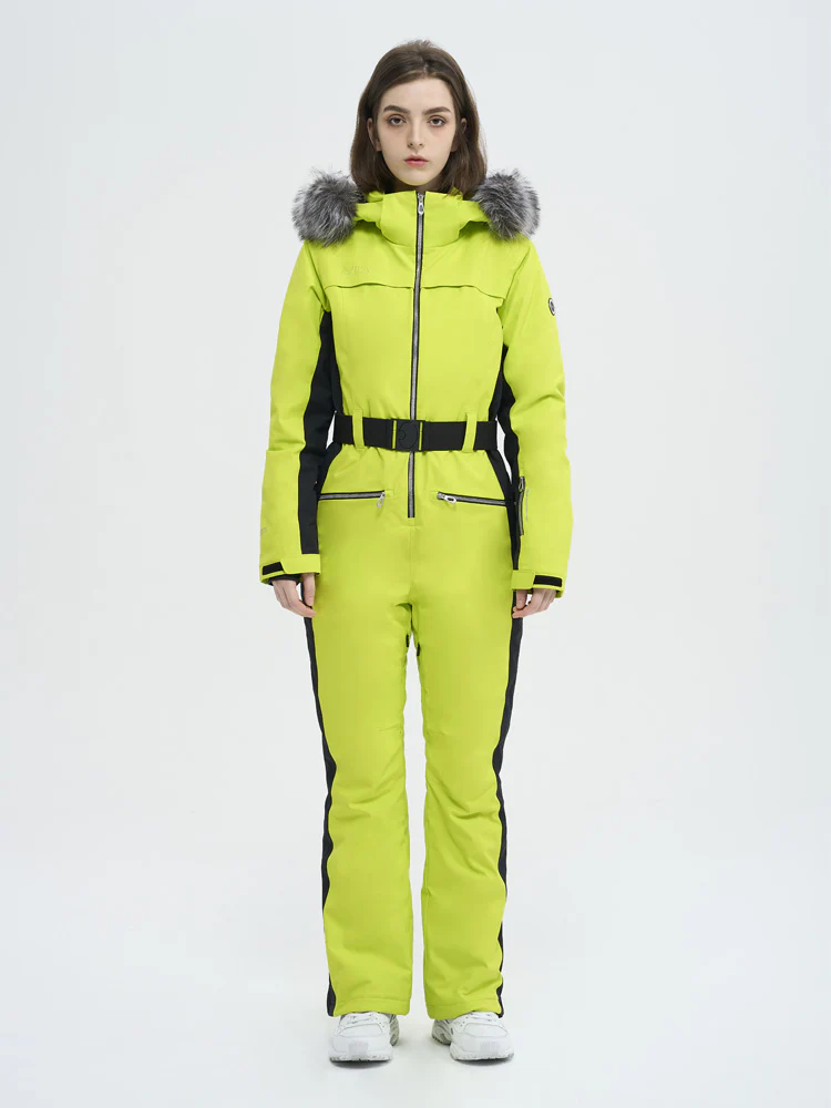 Women's High Experience Mountain Chic Faux-Fur Trim Flare Onesie Ski Jumpsuit - Image 12