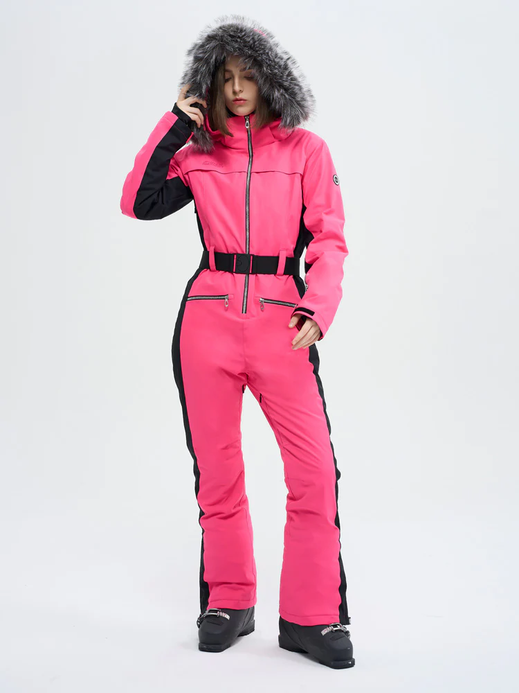 Women's High Experience Mountain Chic Faux-Fur Trim Flare Onesie Ski Jumpsuit - Image 13