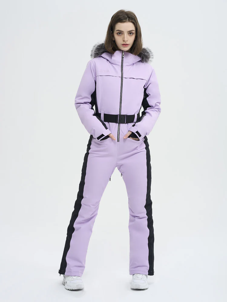 Women's High Experience Mountain Chic Faux-Fur Trim Flare Onesie Ski Jumpsuit - Image 7