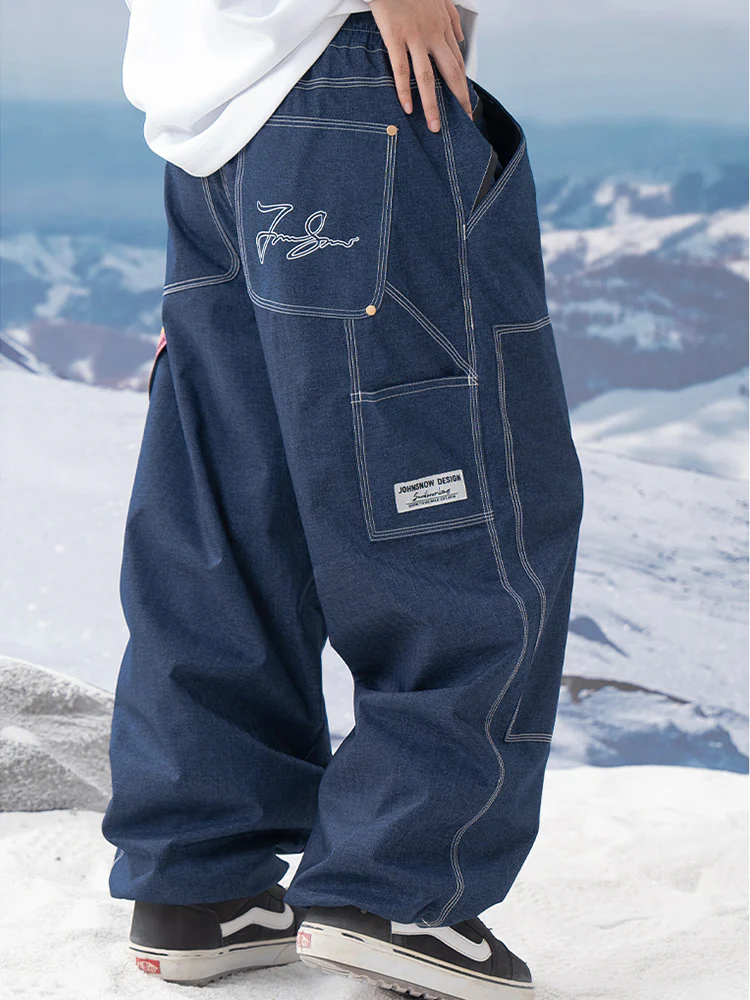 Women's John Snow ChillTrack Oversize Baggy Snowboard Pants Cargo Denim Jeans - Image 7