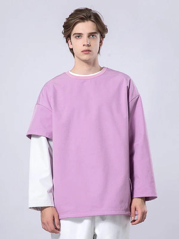 Women's Mutu Snow Fake Two Crew Neck Sweater - Image 3
