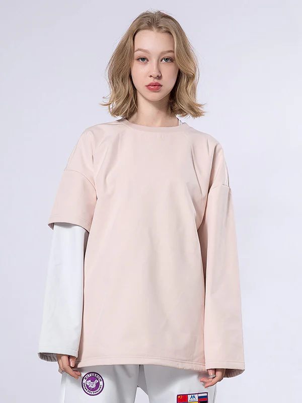 Women's Mutu Snow Fake Two Crew Neck Sweater - Image 6