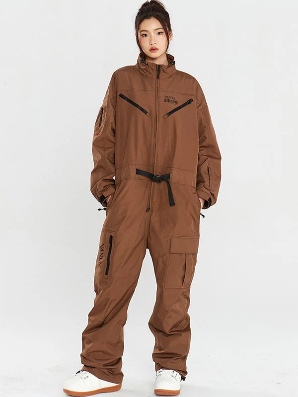 Women's Nandn Mountain Cargo Baggy Snowsuit One Piece Snow Jumpsuit - Image 5