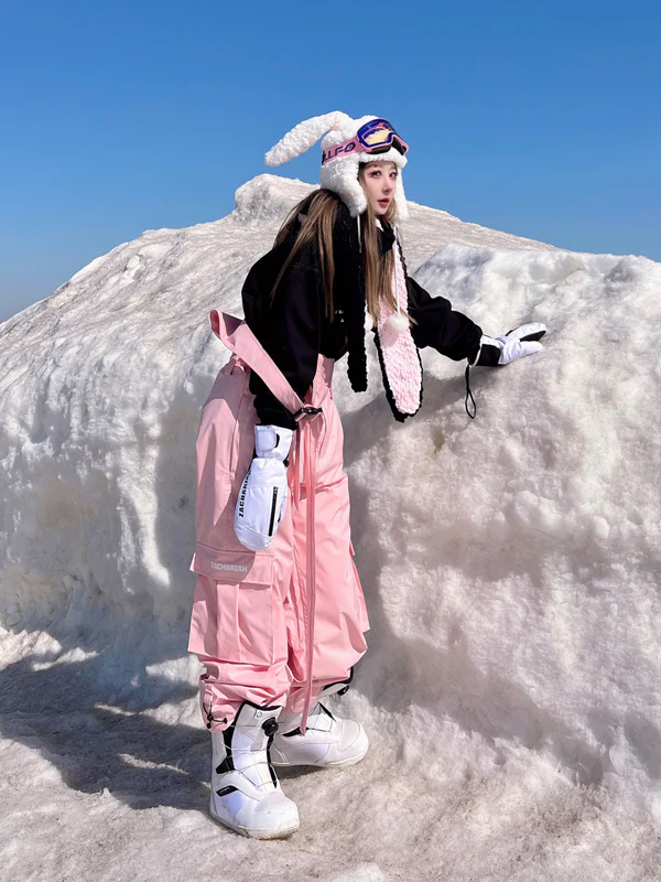 Women's North White Snowrush 3L Bibs Overall with One-shoulder Strap - Image 9