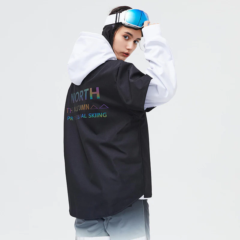 Women's Northfeel Moonlight Reflective Black/White Waterproof Snow Hoodie - Image 3