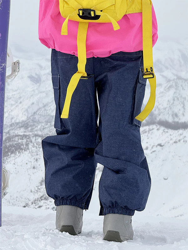 Women's Rabbit Snow Prime Cargo Denim Baggy Snowboard Pants - Image 3
