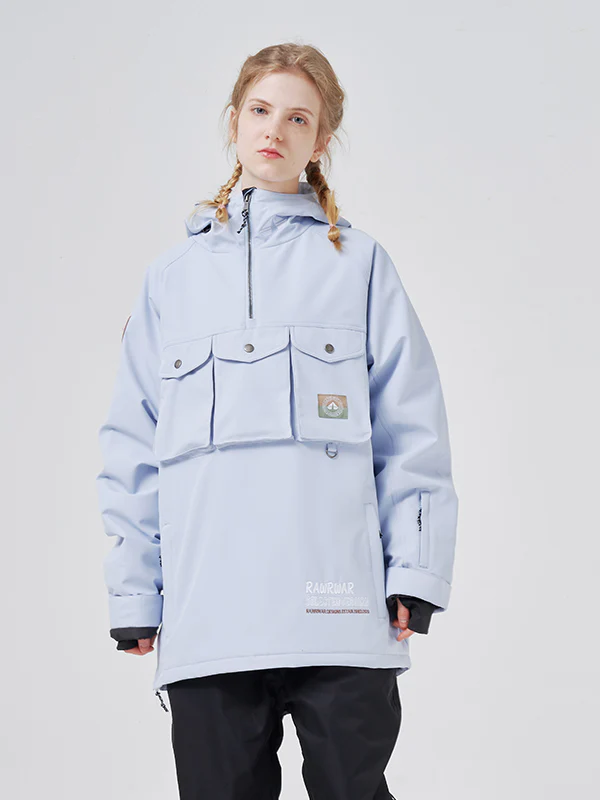Women's RAWRWAR 3 Cargo Pow Line Pockets Half Zipper Snow Jacket - Image 3