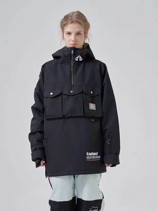 Women's RAWRWAR 3 Cargo Pow Line Pockets Half Zipper Snow Jacket - Image 5