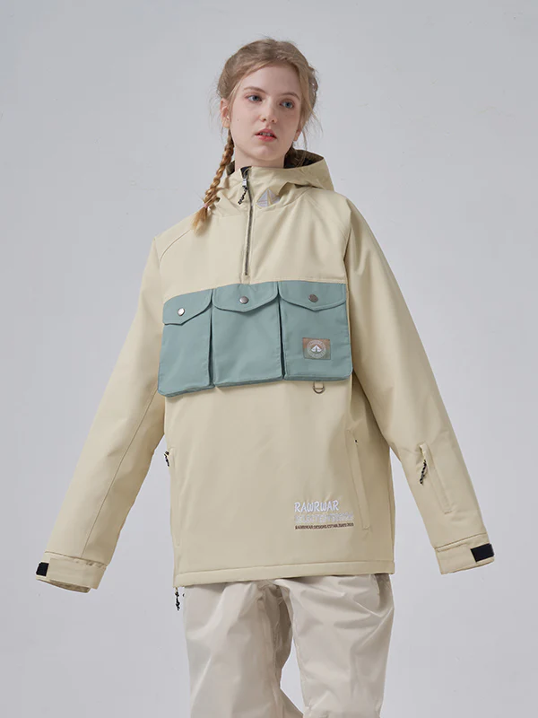 Women's RAWRWAR 3 Cargo Pow Line Pockets Half Zipper Snow Jacket - Image 7