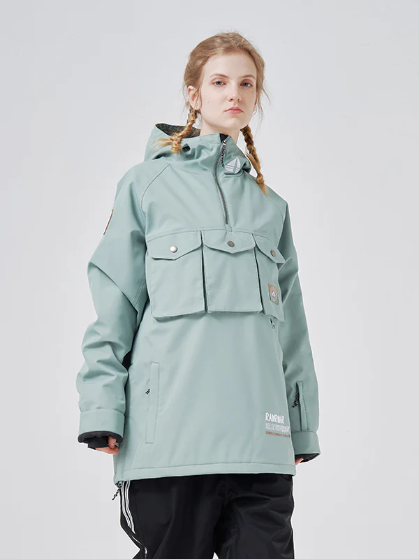 Women's RAWRWAR 3 Cargo Pow Line Pockets Half Zipper Snow Jacket - Image 9