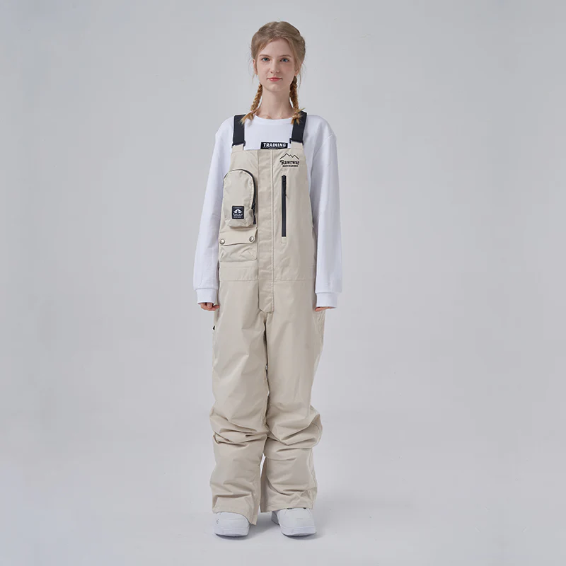 Women's RAWRWAR Ice Storm Pocket Solid Snow Bibs Pants - Image 9