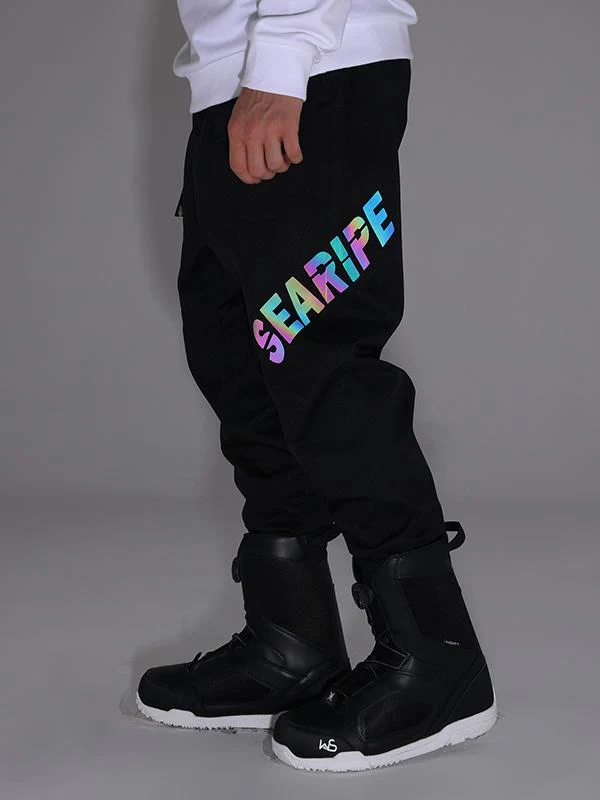 Women's Searipe Unisex Winter Discover Reflective Letters Snow Pants Ski Bibs - Image 8