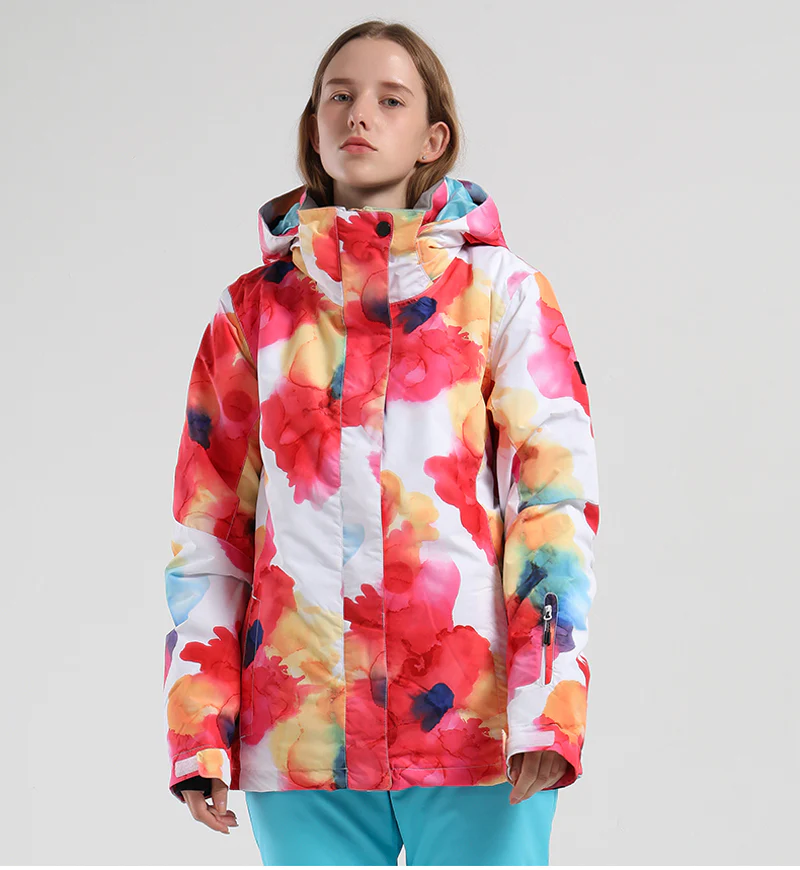 Women's SMN Mountain Freeze Colorful Print Waterproof Winter Snowboard Jacket - Image 13