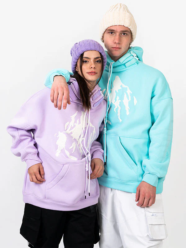 Women's Snowall Unisex Mountain Snowscape Water Resistant Hoodie - Image 3