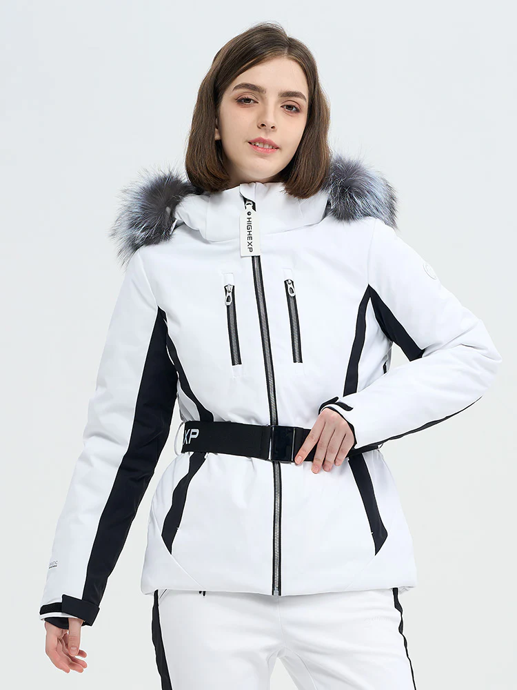 Women's SnowCharm Insulated Slim Down Ski Jacket with Detachable Fur - Image 11