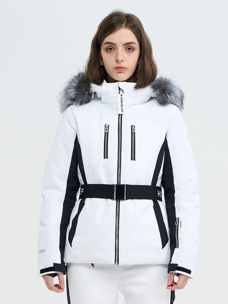 Women's SnowCharm Insulated Slim Down Ski Jacket with Detachable Fur - Image 12