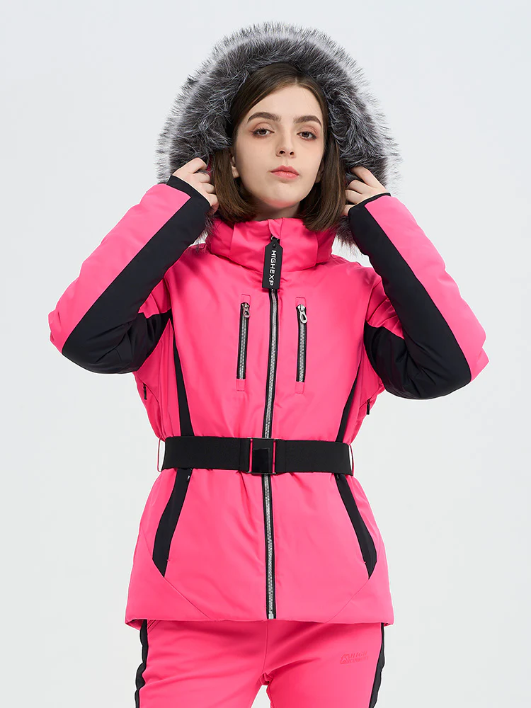 Women's SnowCharm Insulated Slim Down Ski Jacket with Detachable Fur - Image 3
