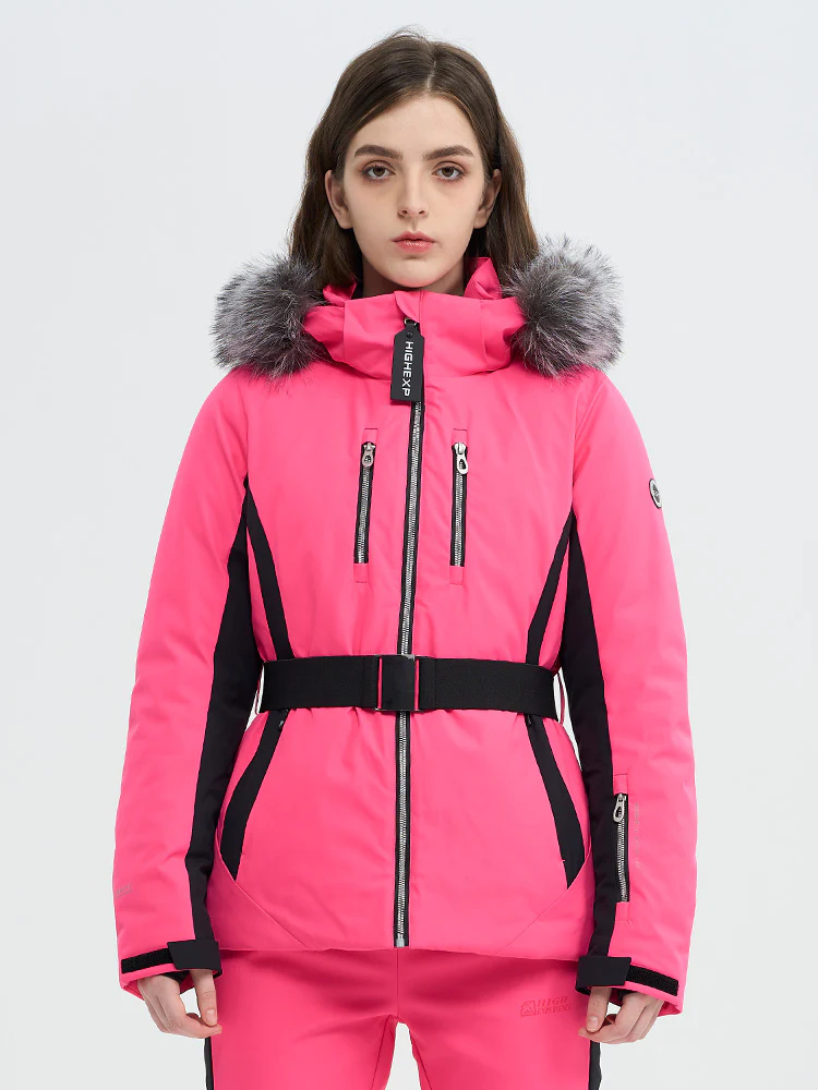 Women's SnowCharm Insulated Slim Down Ski Jacket with Detachable Fur - Image 4