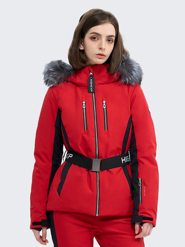 Women's SnowCharm Insulated Slim Down Ski Jacket with Detachable Fur - Image 7