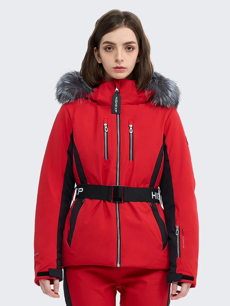 Women's SnowCharm Insulated Slim Down Ski Jacket with Detachable Fur - Image 8