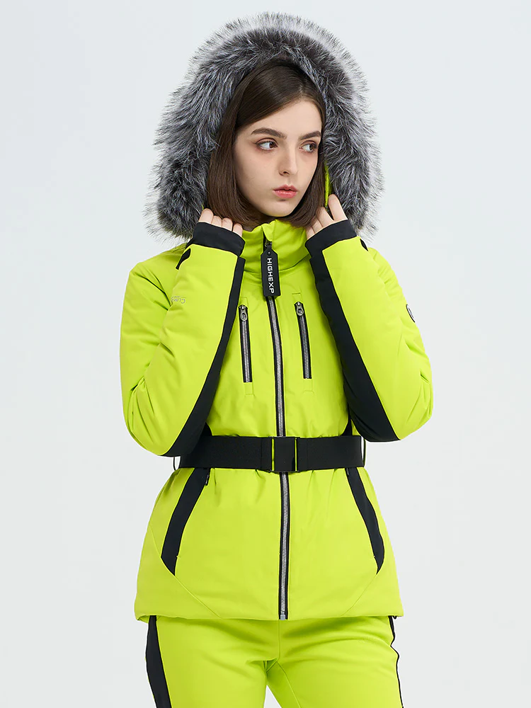 Women's SnowCharm Insulated Slim Down Ski Jacket with Detachable Fur - Image 9
