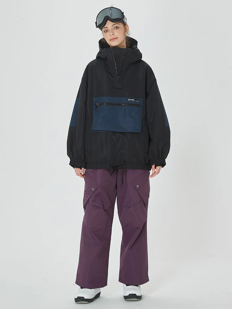 Women's Winter Bomber Baggy Snow Jacket with Swag Cargo Pockets Snowboard Pants - Image 10