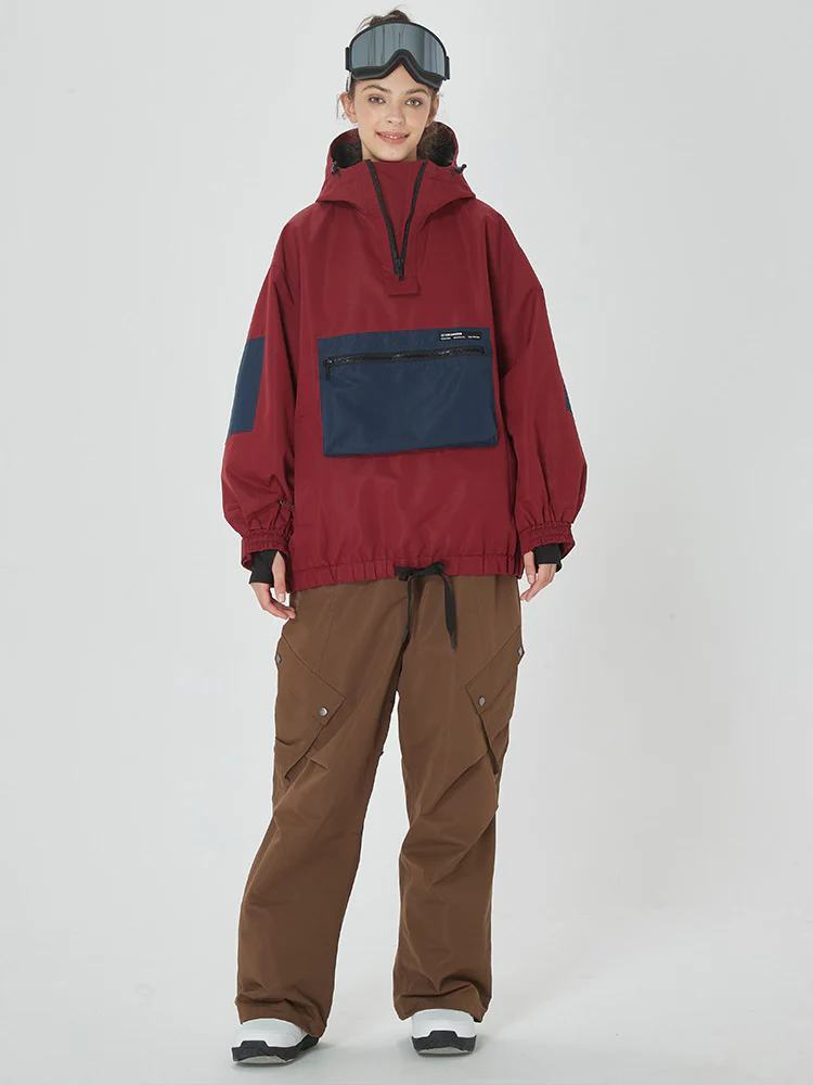 Women's Winter Bomber Baggy Snow Jacket with Swag Cargo Pockets Snowboard Pants - Image 3