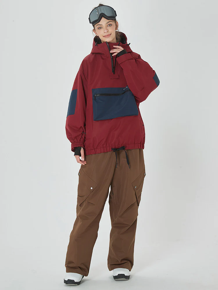 Women's Winter Bomber Baggy Snow Jacket with Swag Cargo Pockets Snowboard Pants - Image 4