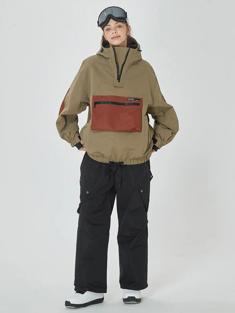Women's Winter Bomber Baggy Snow Jacket with Swag Cargo Pockets Snowboard Pants - Image 6