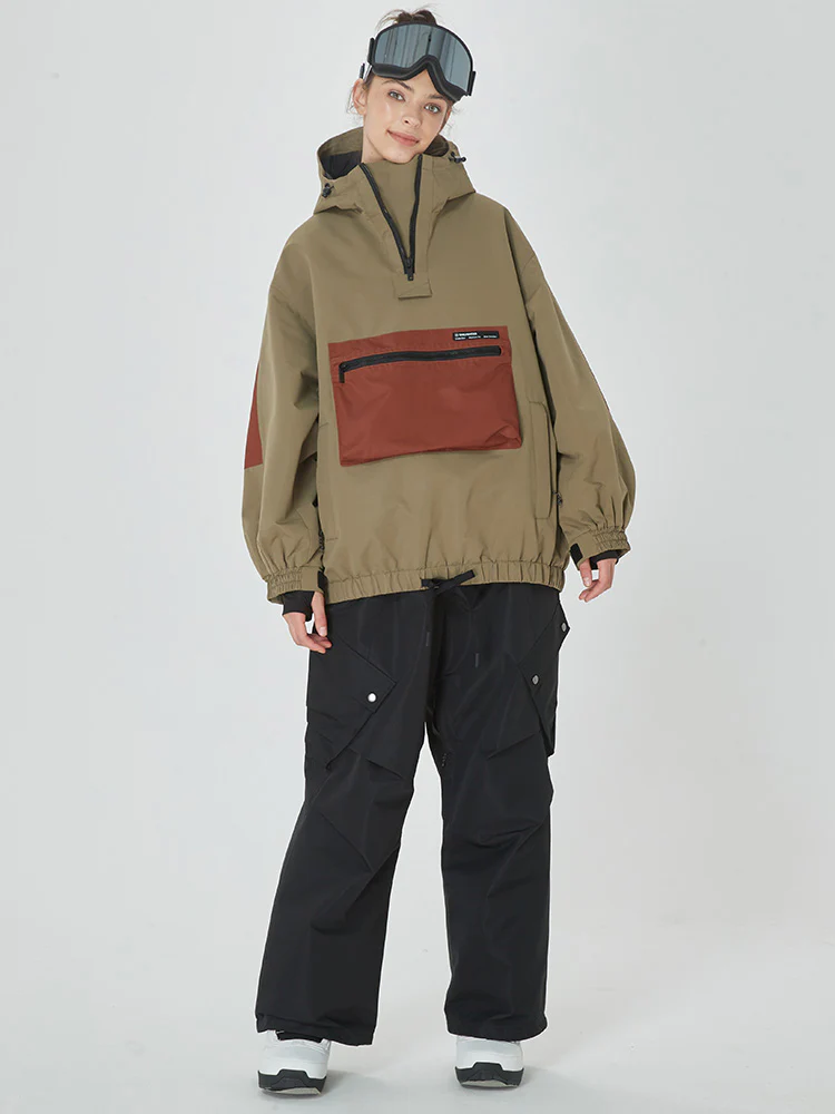 Women's Winter Bomber Baggy Snow Jacket with Swag Cargo Pockets Snowboard Pants - Image 7