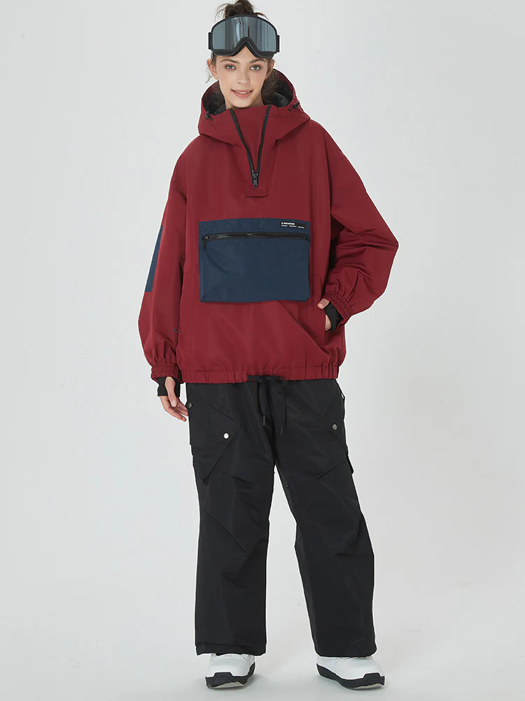 Women's Winter Bomber Baggy Snow Jacket with Swag Cargo Pockets Snowboard Pants - Image 8