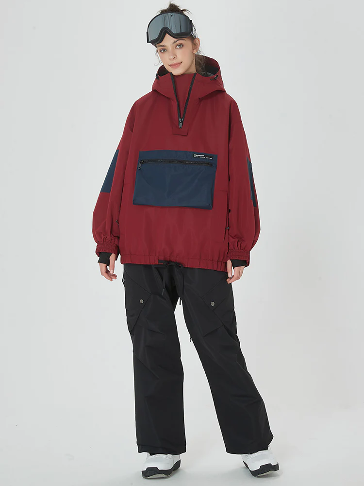 Women's Winter Bomber Baggy Snow Jacket with Swag Cargo Pockets Snowboard Pants - Image 9
