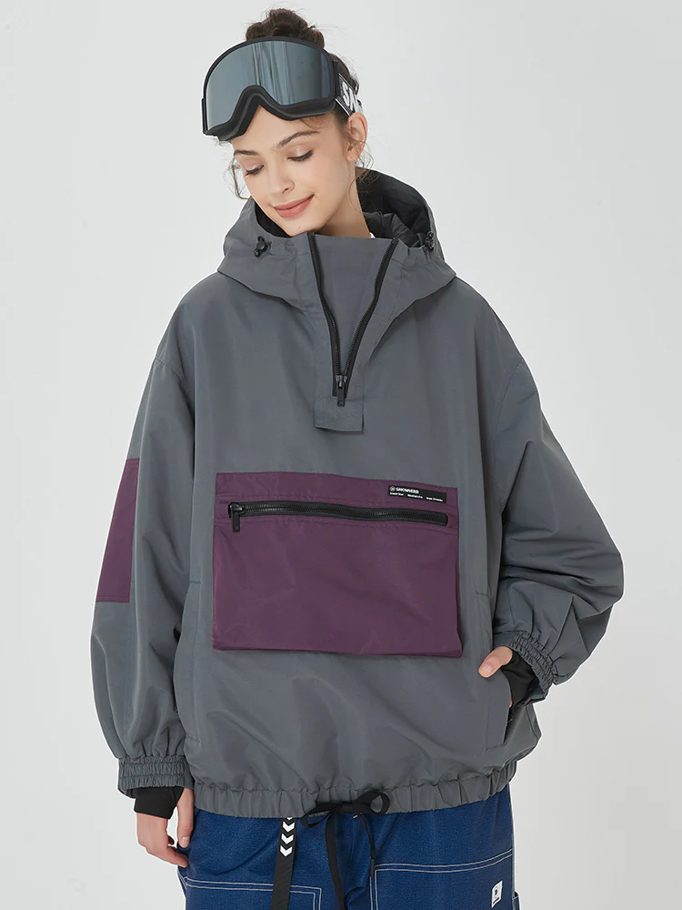 Women's Winter Bomber Baggy Snowboard Jacket Big Cargo Pocket Snow Coat - Image 10