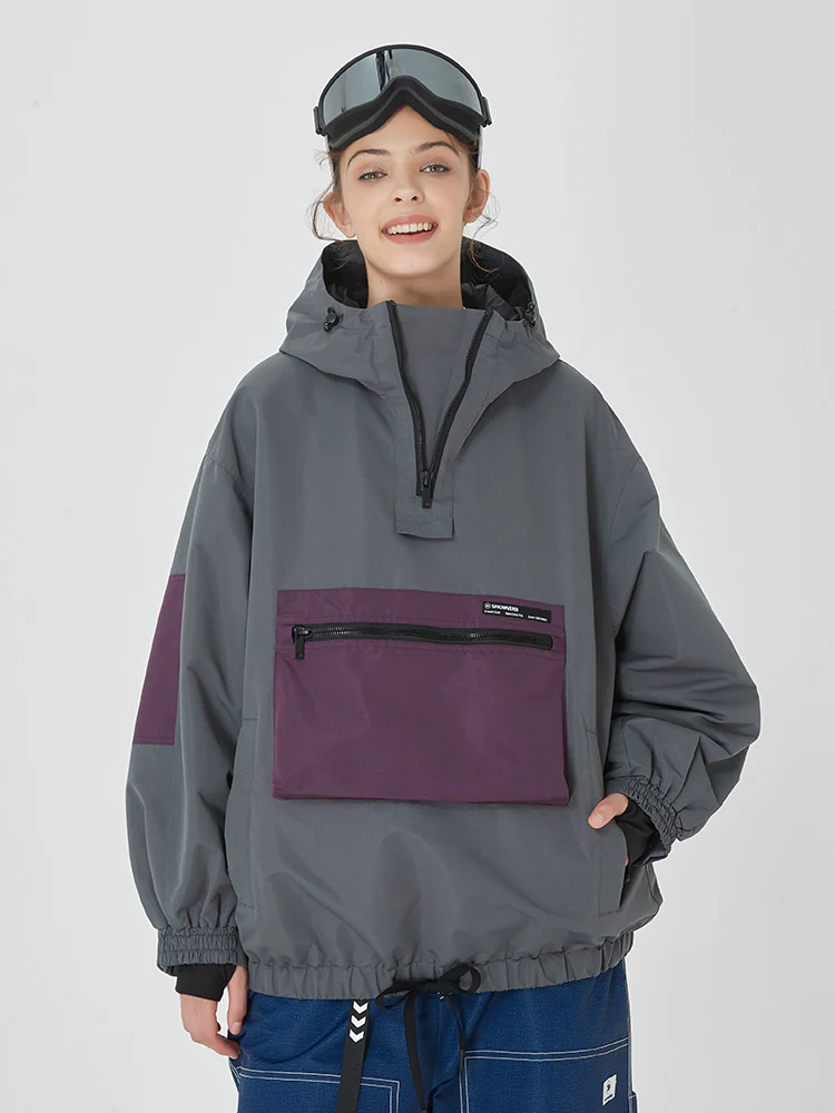 Women's Winter Bomber Baggy Snowboard Jacket Big Cargo Pocket Snow Coat - Image 11