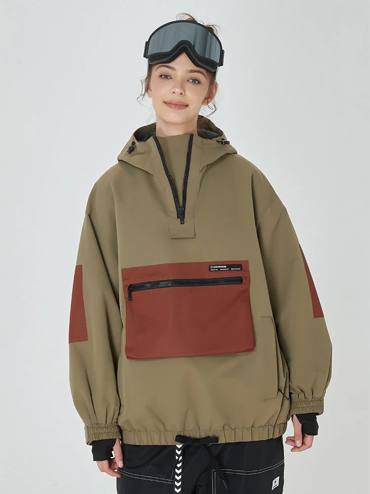 Women's Winter Bomber Baggy Snowboard Jacket Big Cargo Pocket Snow Coat - Image 4