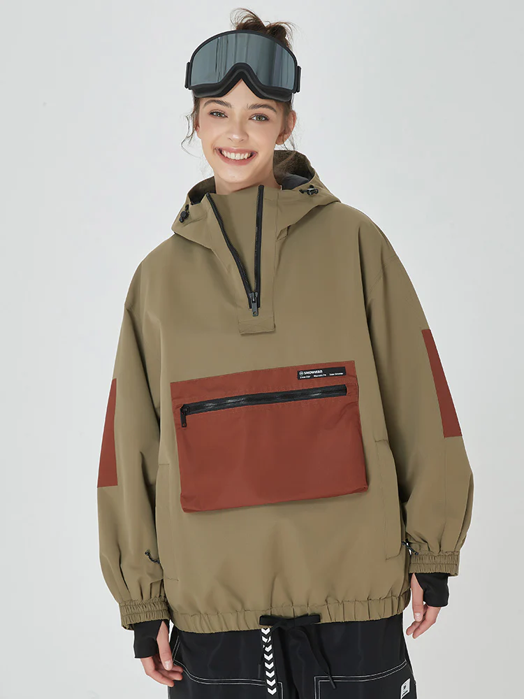 Women's Winter Bomber Baggy Snowboard Jacket Big Cargo Pocket Snow Coat - Image 5