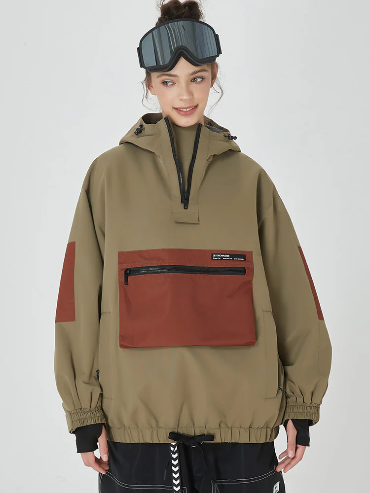 Women's Winter Bomber Baggy Snowboard Jacket Big Cargo Pocket Snow Coat - Image 6