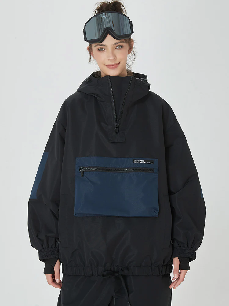 Women's Winter Bomber Baggy Snowboard Jacket Big Cargo Pocket Snow Coat - Image 7
